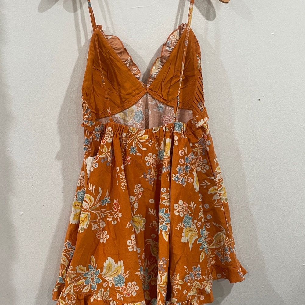 Free people RARE orange corduroy mini dress - Picture 6 of 6